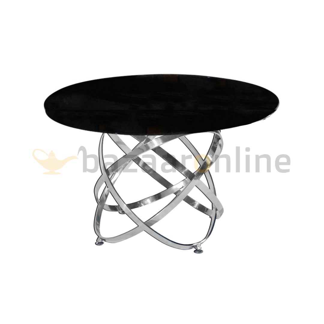 Eettafel Calvin Zilver Zwart glas