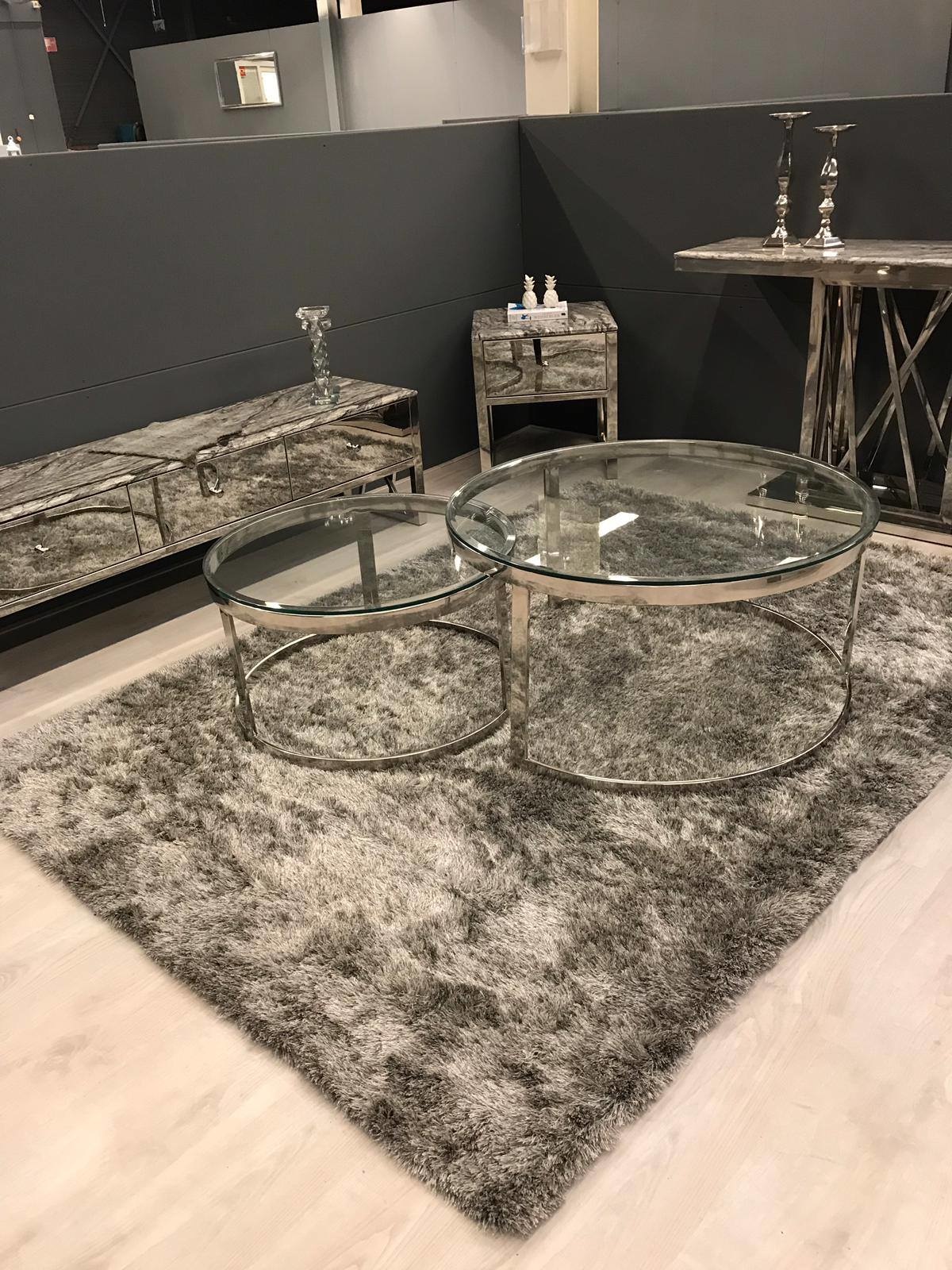 Salontafel Doblo - helder glas / zilver