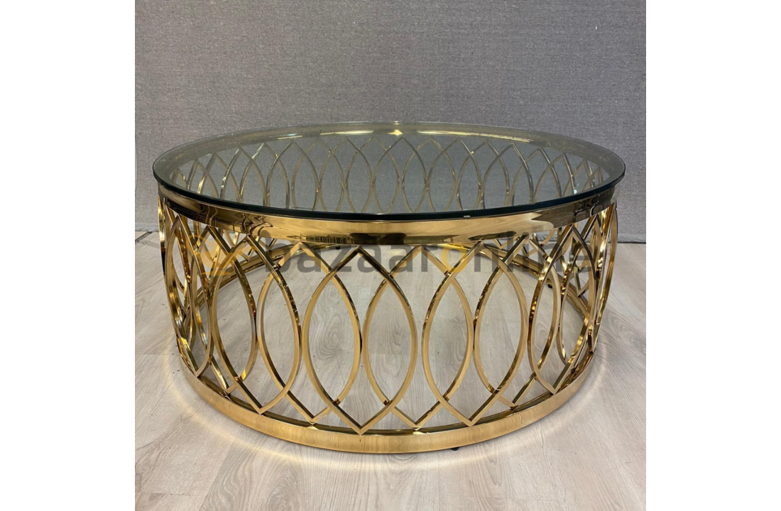 leeftijd hartstochtelijk Verbinding verbroken Design salontafel Transparant glas met goud frame - Bazaaronline -  Bazaaronline