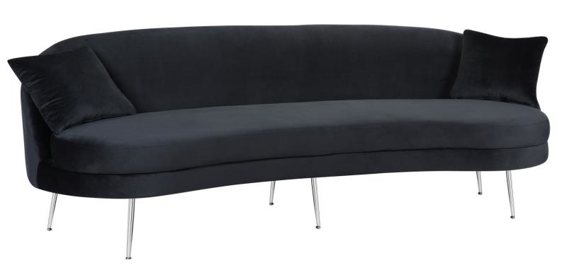 Zitbank Monaco Zwart Velvet Zilver