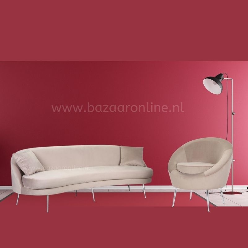 Zitbank Monaco Khaki Taupe Velvet Zilver