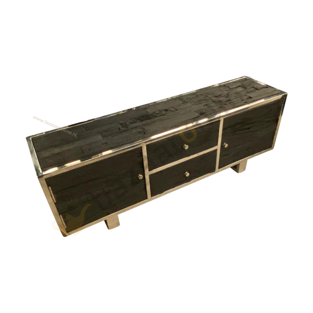 TV-Meubel Rixos Sleeper Wood  Black 160 x 45 x 42 cm