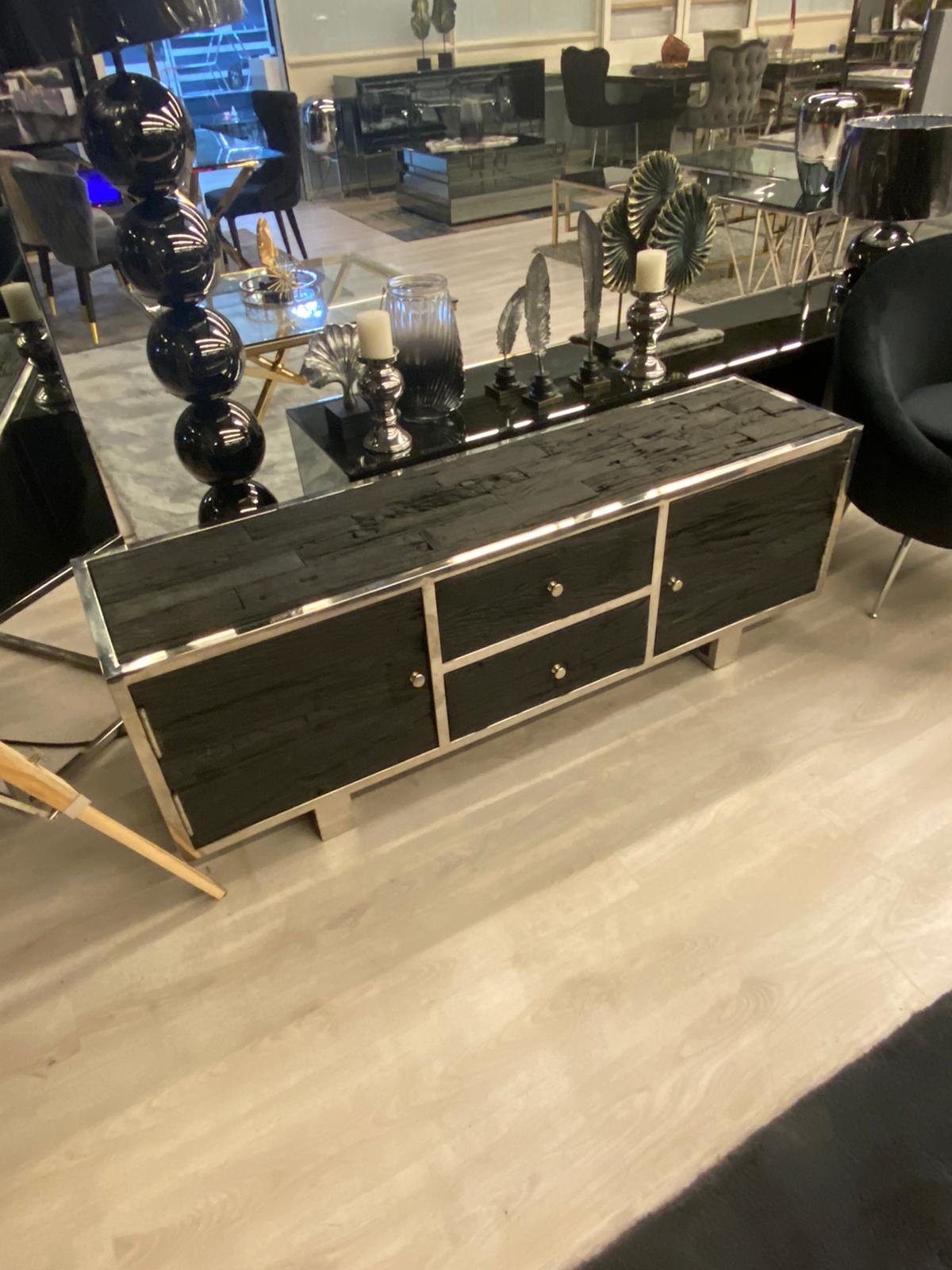 TV-Meubel Rixos Sleeper Wood  Black 160 x 45 x 42 cm