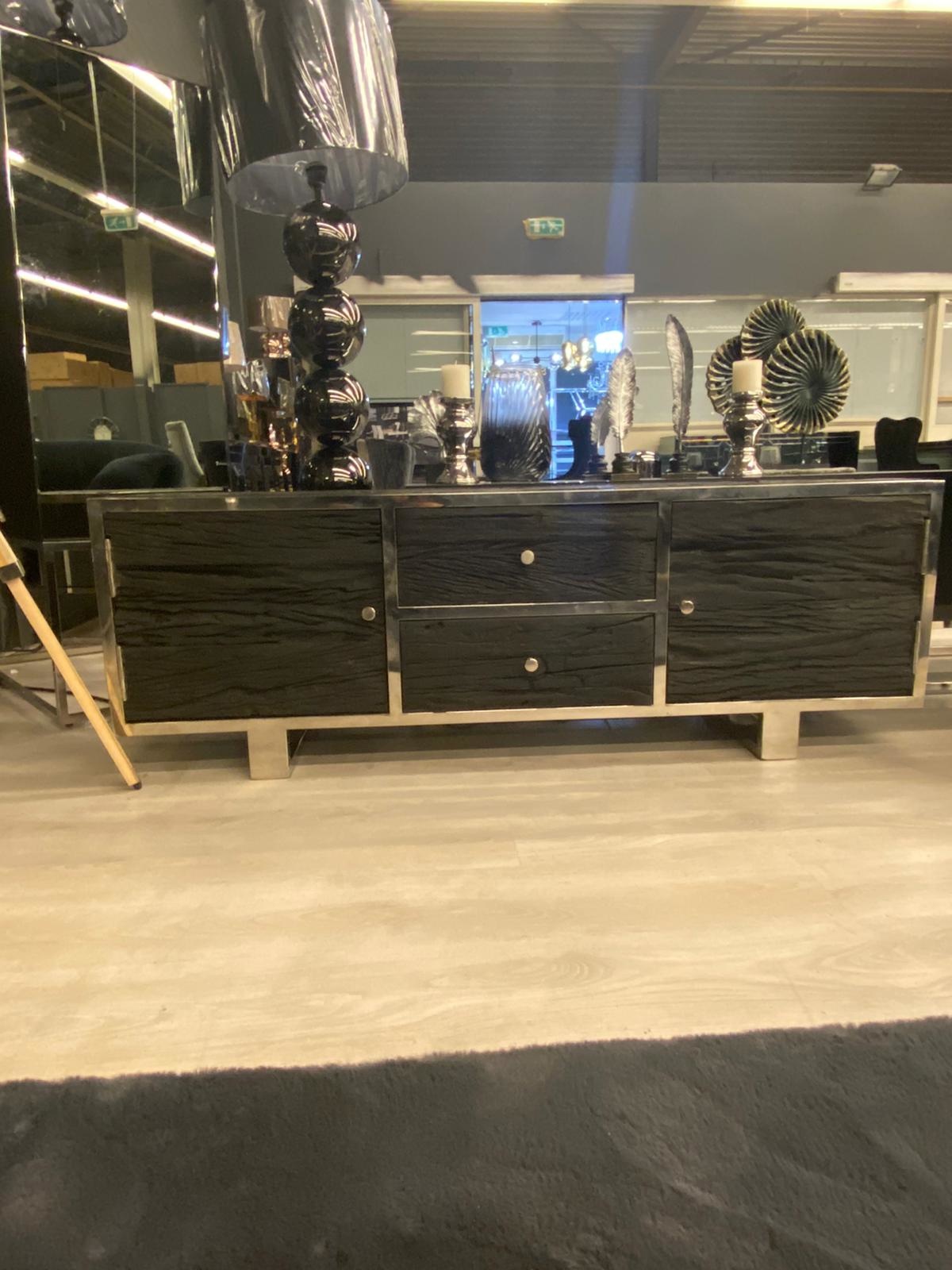 TV-Meubel Rixos Sleeper Wood  Black 160 x 45 x 42 cm