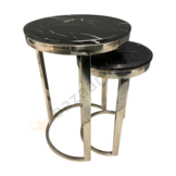 Bijzettafel Doblo Mini Zilver Zwart Marmer