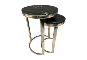 Bijzettafel Doblo Mini Zilver Zwart Marmer