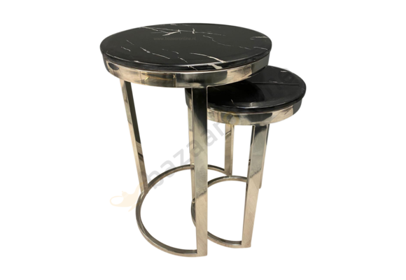 Bijzettafel Doblo Mini Zilver Zwart Marmer
