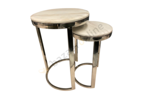 Bijzettafel Doblo Mini Zilver Wit Marmer
