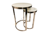 Bijzettafel Doblo Mini Zilver Wit Glas