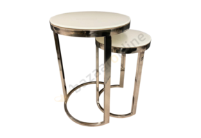 Bijzettafel Doblo Mini Zilver Wit Glas