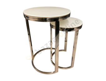 Bijzettafel Doblo Mini Zilver Wit Glas