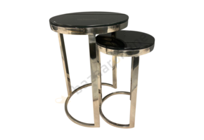 Bijzettafel Doblo Mini Zilver Zwart Glas