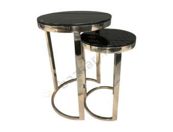 Bijzettafel Doblo Mini Zilver Zwart Glas