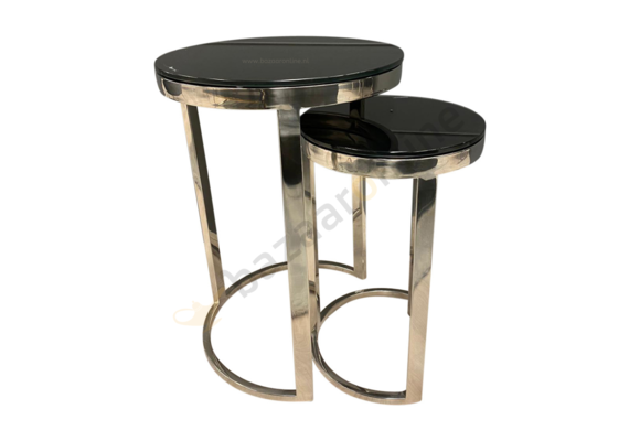 Bijzettafel Doblo Mini Zilver Zwart Glas