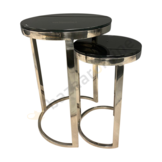 Bijzettafel Doblo Mini Zilver Zwart Glas