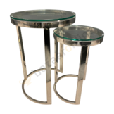 Bijzettafel Doblo Mini Zilver Helder Glas