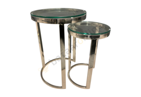 Bijzettafel Doblo Mini Zilver Helder Glas