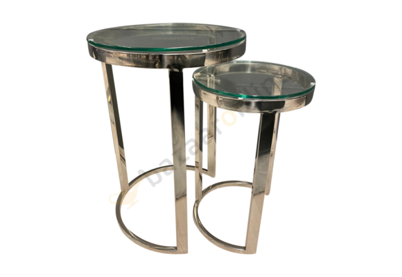 Bijzettafel Doblo Mini Zilver Helder Glas