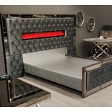 Boxspring Dubai Metallic Grey - inclusief sfeerhaard