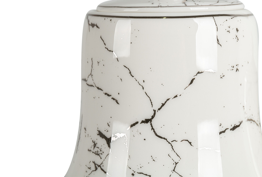 Specerijenset Lisa - 15-delig - Marmerlook - Wit / Zilver