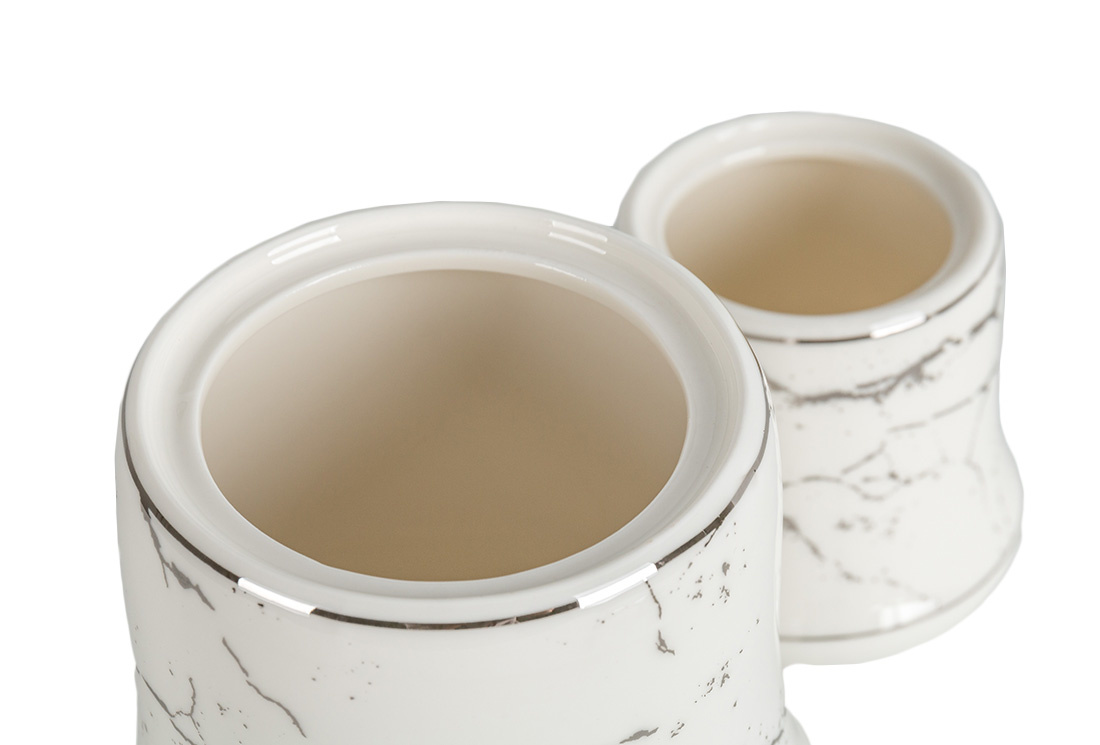 Specerijenset Lisa - 15-delig - Marmerlook - Wit / Zilver