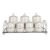 Specerijenset Lisa - 15-delig - Marmerlook - Wit / Zilver