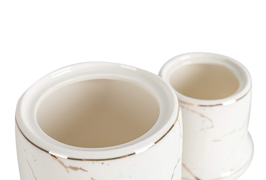 Specerijenset Lisa - 15-delig - Marmerlook - Wit / Goud