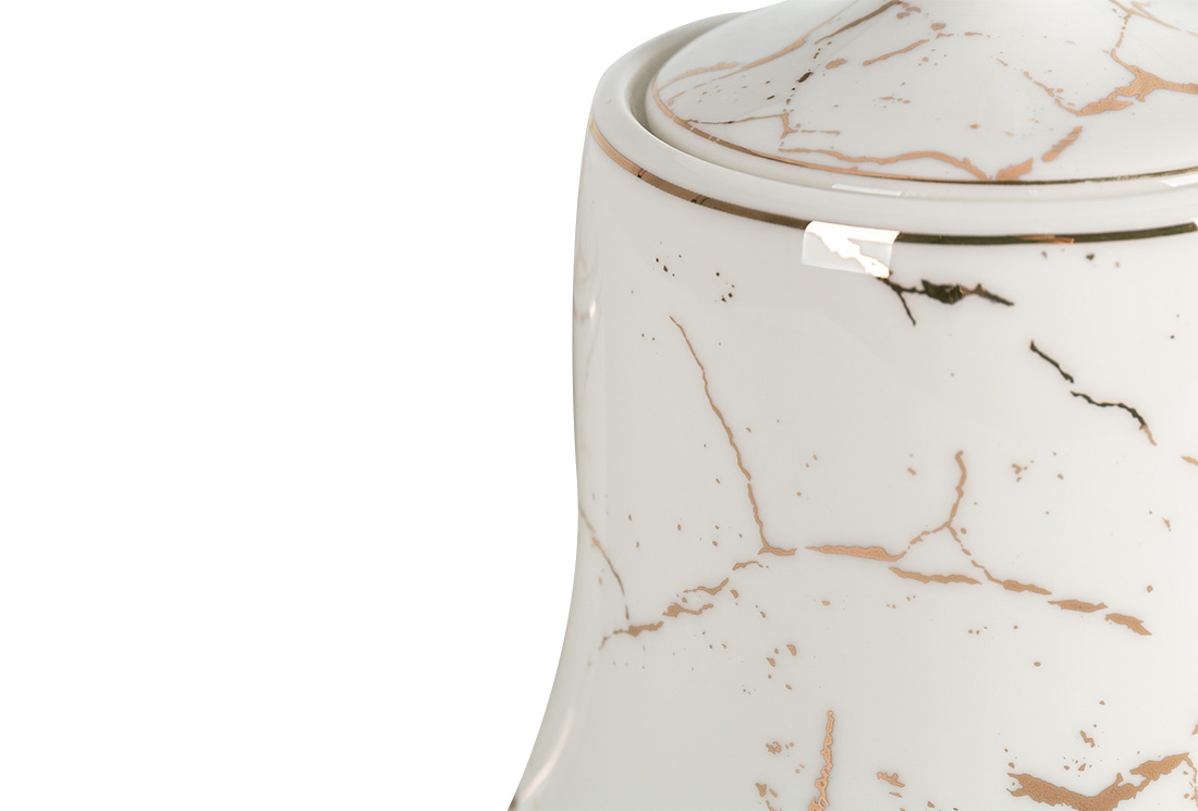 Specerijenset Lisa - 15-delig - Marmerlook - Wit / Goud