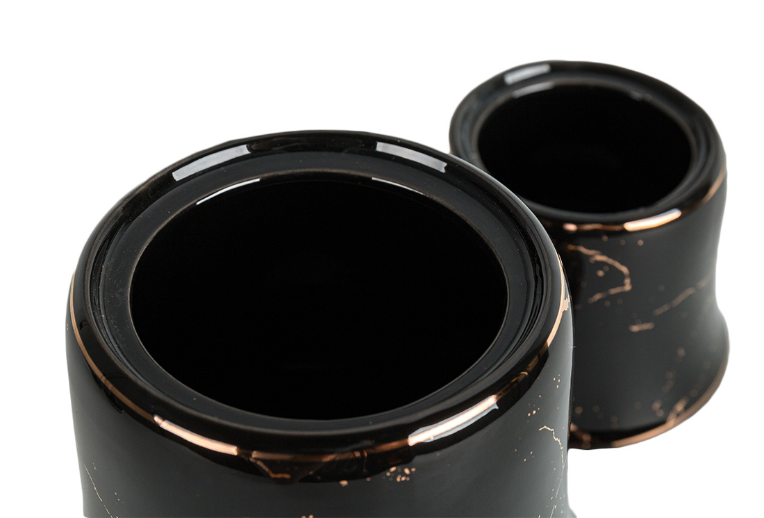 Specerijenset Lisa - 15-delig - Marmerlook - Zwart / Goud