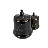 Specerijenset Lisa - 15-delig - Marmerlook - Zwart / Goud