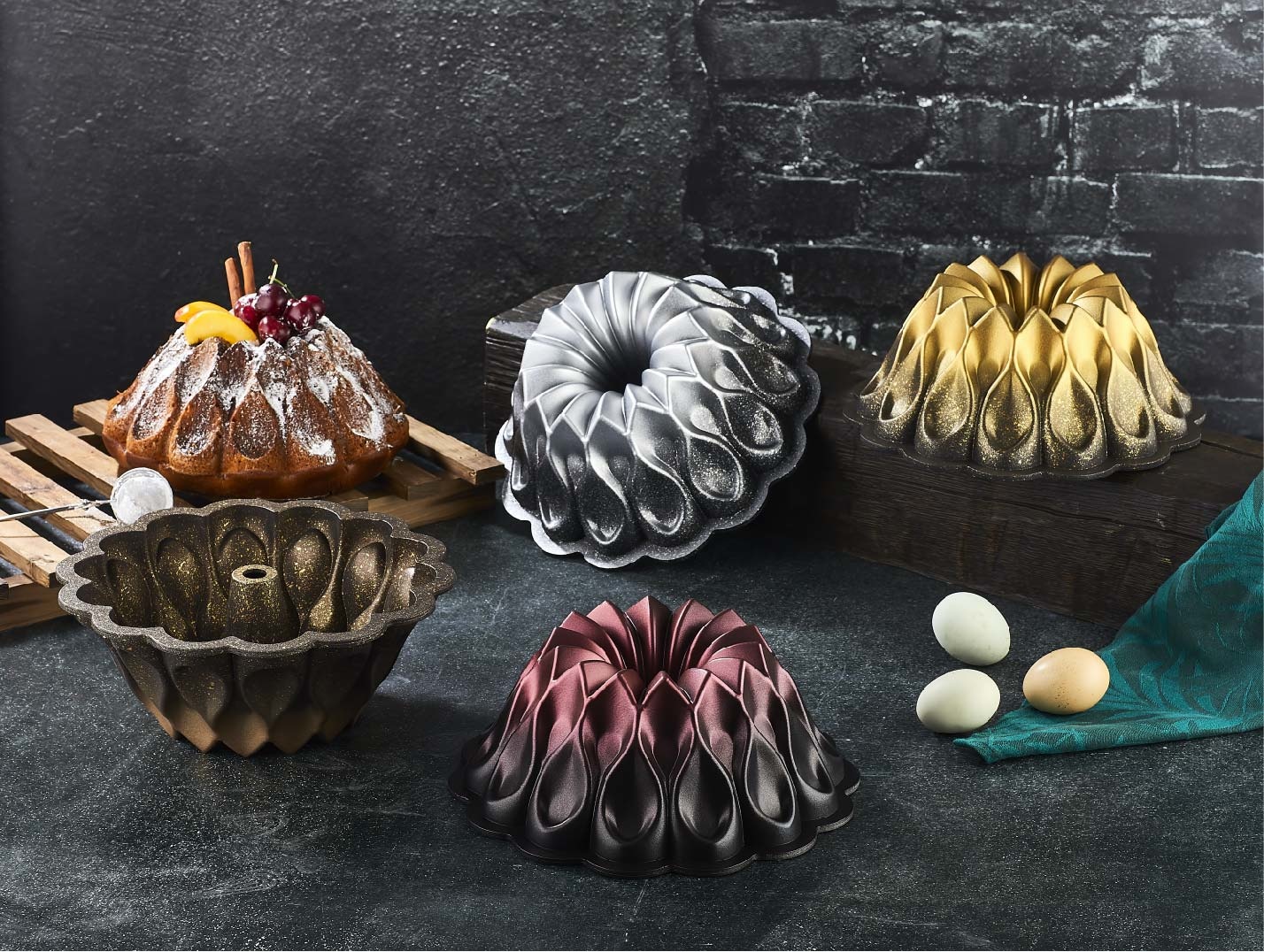 Cakevorm - Goud/Zwart - Flower - Bakvorm