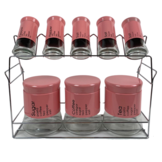 Kruidenset Roze - 9-delig - glas/metaal
