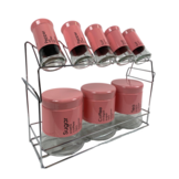 Kruidenset Roze - 9-delig - glas/metaal