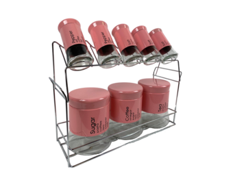 Kruidenset Roze - 9-delig - glas/metaal