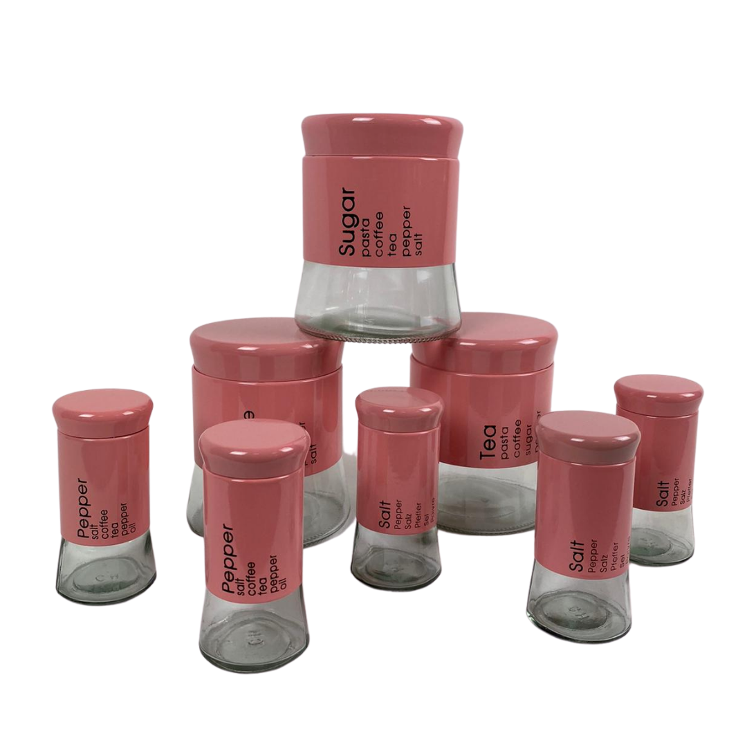 Kruidenset Roze - 9-delig - glas/metaal