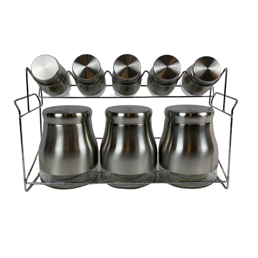 Kruidenset Zilver - 9-delig - glas/metaal