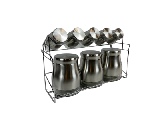 Kruidenset Zilver - 9-delig - glas/metaal