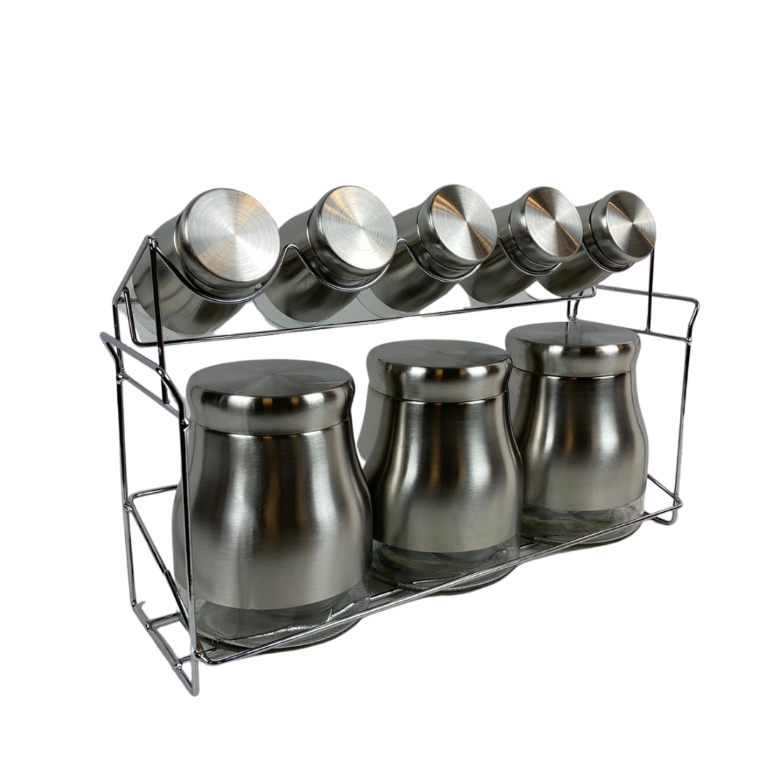 Kruidenset Zilver - 9-delig - glas/metaal