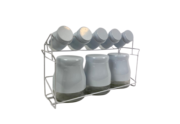 Kruidenset Zilver 9-delig glas/metaal