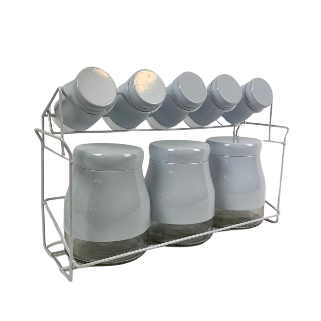 Kruidenset Zilver 9-delig glas/metaal