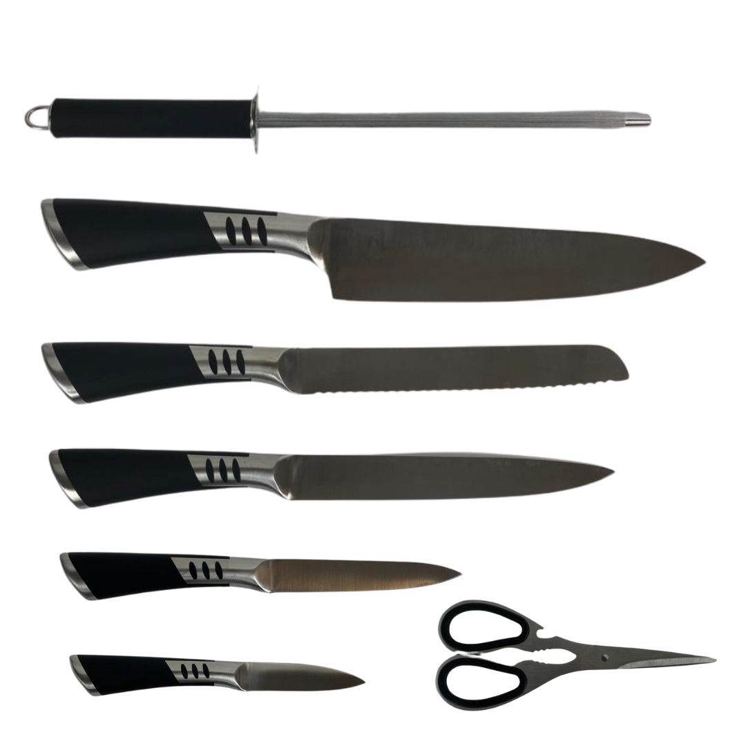 Messenset Mat Zwart | Roestvrijstaal | 8-delig