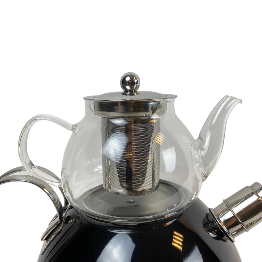 Dubbele Theepot - Zwart- Caydanlik - 2 Delig - 980/2300 ml