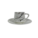 30 - delige koffie en thee set - wit marmer / zilver