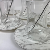 30 - delige koffie en thee set - wit marmer / zilver