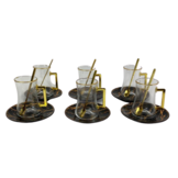 18 - delige thee set - zwart marmer / goud