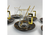 18 - delige thee set - zwart marmer / goud