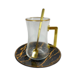 18 - delige thee set - zwart marmer / goud