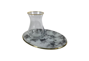 12 - delige thee set - wit / grijs marmer goud