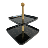 Etagère Bamboe Zwart / Goud 2-laags - Marmer design