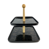 Etagère Bamboe Zwart / Goud 2-laags - Marmer design